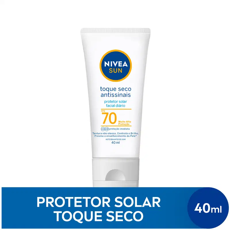 NIVEA SUN Toque Seco Antissinais FPS 70 - Protetor Solar Facial 40ml