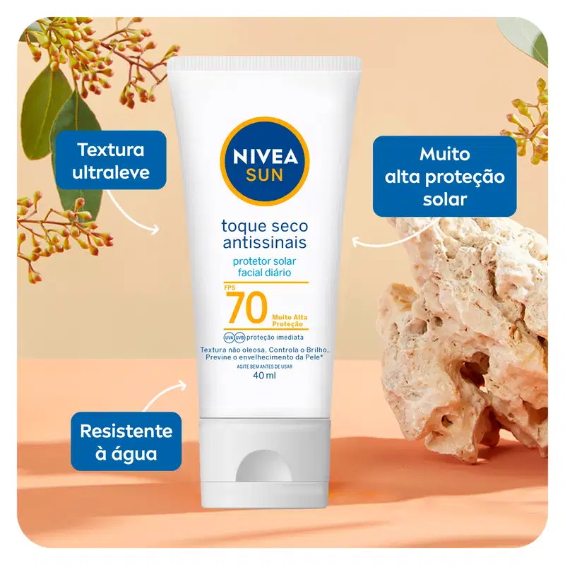 NIVEA SUN Toque Seco Antissinais FPS 70 - Protetor Solar Facial 40ml