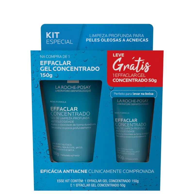 Kit La Roche-Posay Effaclar Concentrado Gel de Limpeza 150g + 50g (2 Produtos)