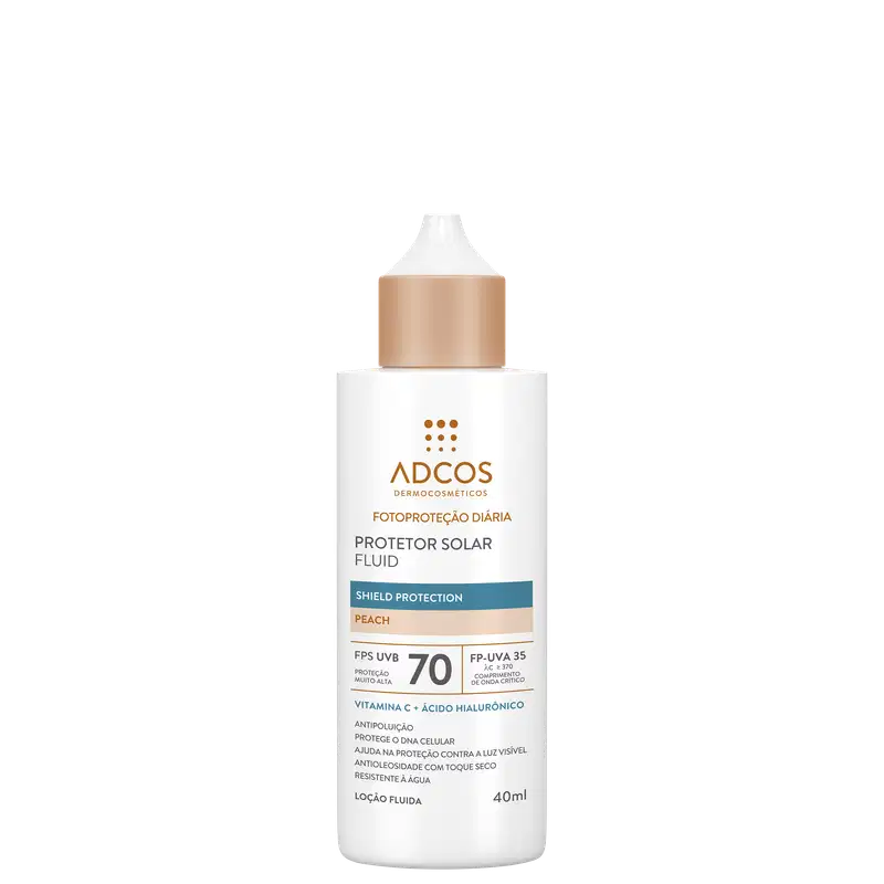 Adcos Fotoproteção Diária Fluid Peach FPS70 - Protetor Solar Facial com Cor 40ml