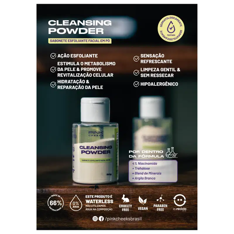 Pink Cheeks Cleasing Powder - Sabonete Esfoliante Facial em Pó 30g