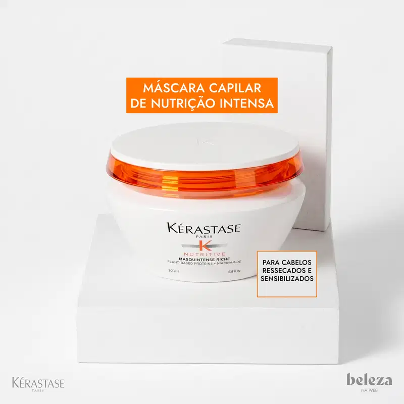 Máscara capilar de nutrição intensa
Para cabelos ressecados e sensibilizados