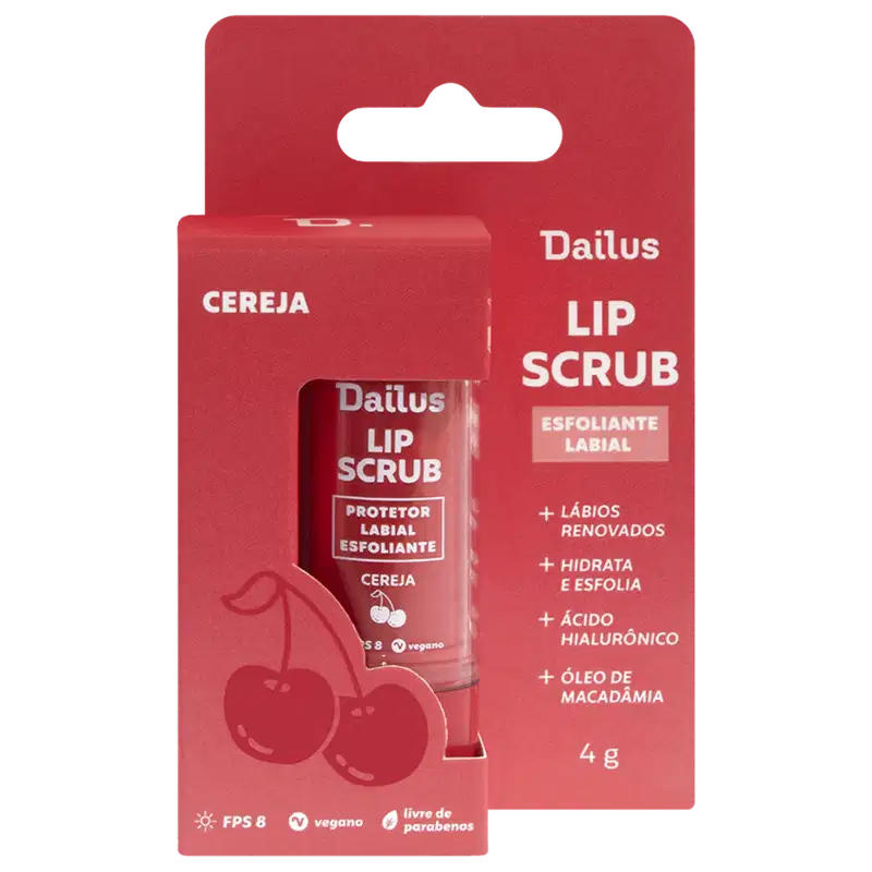 Dailus Lip Scrub Cereja - Protetor Labial 4g
