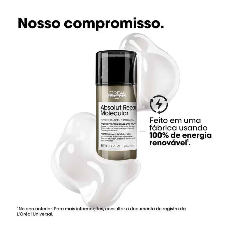 O ambiente é minimalista, com fundo branco e destaque para o frasco do produto, enfatizando sua eficácia e tecnologia inovadora.