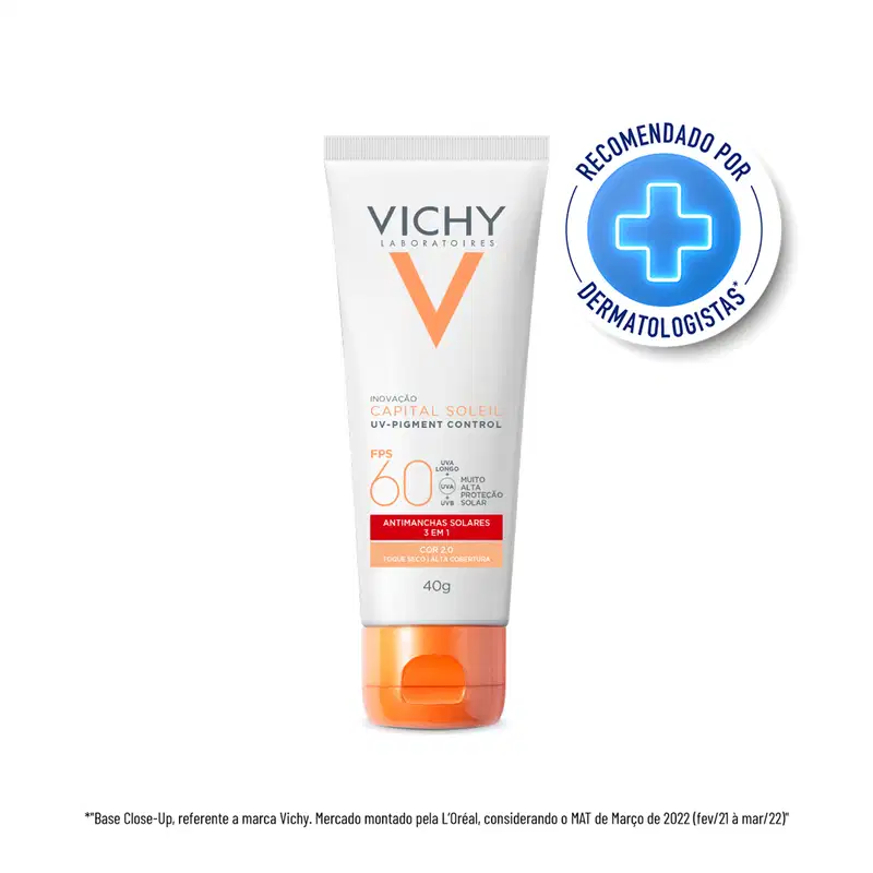 Vichy Capital Soleil UV Pigment Control FPS60 Cor 2.0 - Protetor Solar com Cor 40g