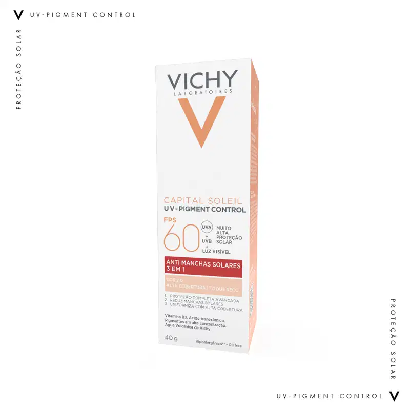 Vichy Capital Soleil UV Pigment Control FPS60 Cor 2.0 - Protetor Solar com Cor 40g