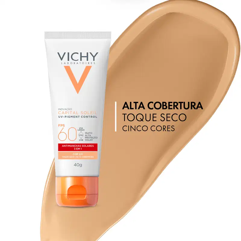 Vichy Capital Soleil UV Pigment Control FPS60 Cor 2.0 - Protetor Solar com Cor 40g