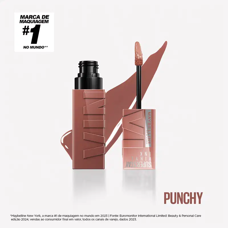 Maybelline NY SuperStay Vinyl Ink Punch - Batom Líquido Efeito Gloss Espelhado 4,2ml