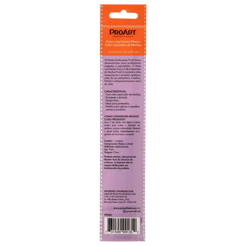 ProArt Professional Separador de Mechas - Pente de Cabelo