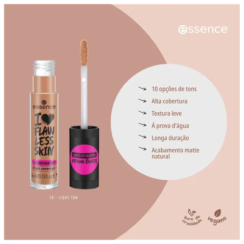 Essence I Love Flawless Skin 70 Light Tan - Corretivo Líquido 4ml