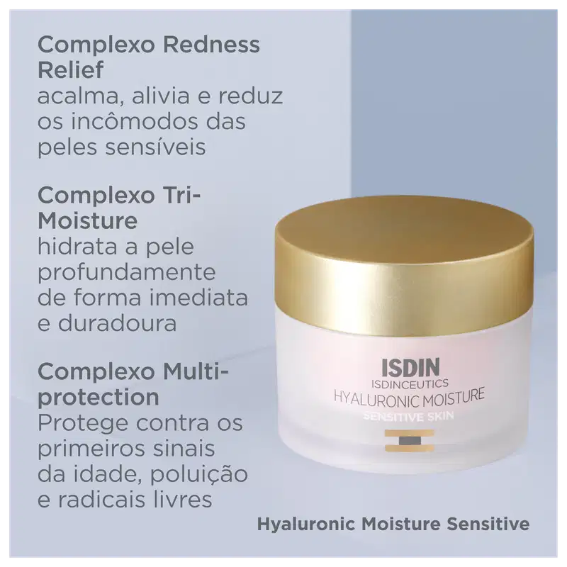 ISDIN ISDINCEUTICS Hyaluronic Moisture Sensitive Skin - Creme Redutor de Linhas Hidratante 50g