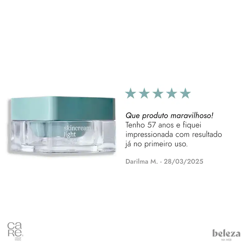 CARE Natural Beauty Skincream Rich Regeneração Intensa - Creme Hidratante Facial 30g