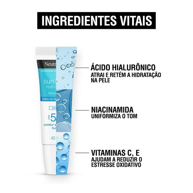 Neutrogena Sun Fresh Hydro Boost FPS50 Sem Cor - Protetor Solar Facial 40ml
