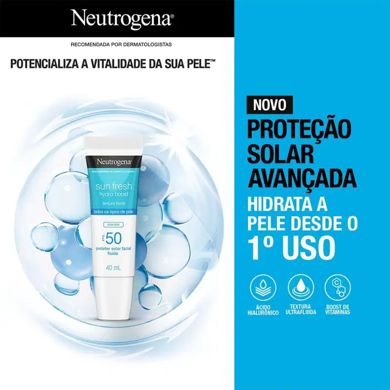 Neutrogena Sun Fresh Hydro Boost FPS50 Sem Cor - Protetor Solar Facial 40ml