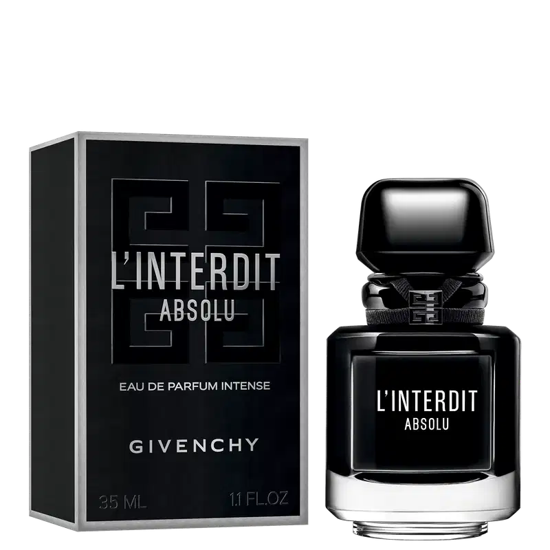A imagem mostra a caixa e o frasco do perfume lado a lado.