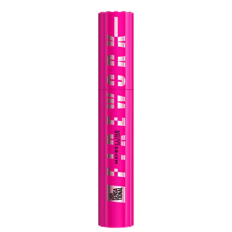 Embalagem da máscara de cílios fechada, visual moderno e chamativo com cores rosa intenso e detalhes vibrantes.