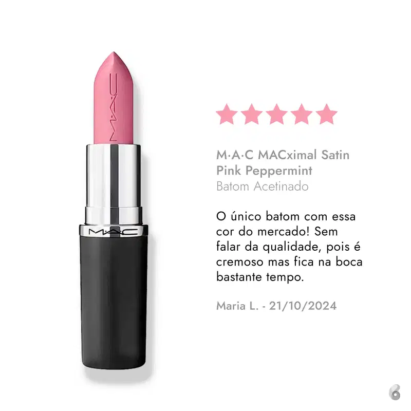 M·A·C MACximal Satin Pink Peppermint - Batom Acetinado 3,5g