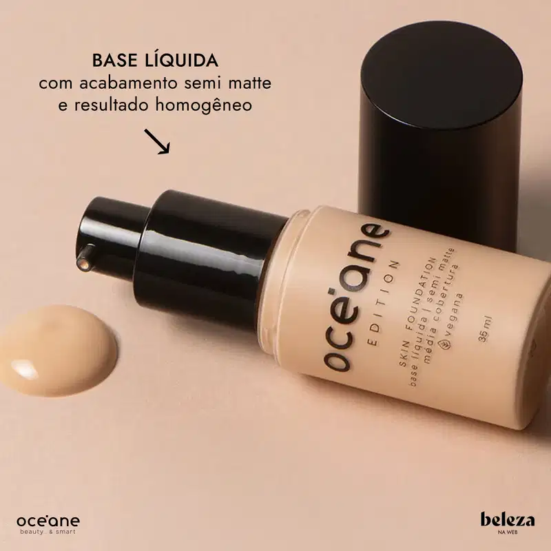 BASE LÍQUIDA com acabamento semi matte e resultado homogêneo