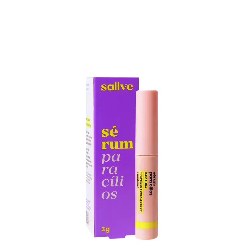 Embalagem e frasco de sérum para cílios Sallve.
