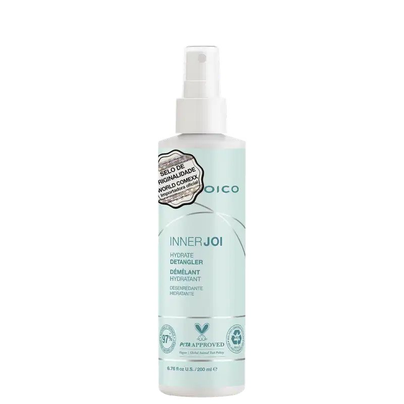 A imagem mostra o Leave-in Joico InnerJoi Hydrate Detangler (200ml), em sua embalagem verde com detalhes em branco e prata.