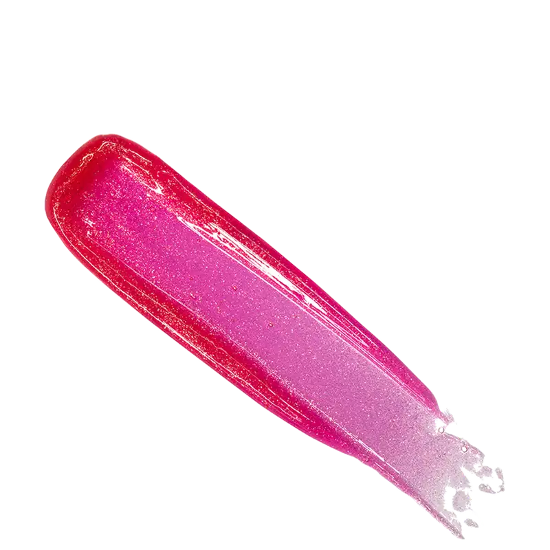 Uma "pincelada" do produto, onde é possível ver a cor vibrante e a textura cremosa e cintilante.
