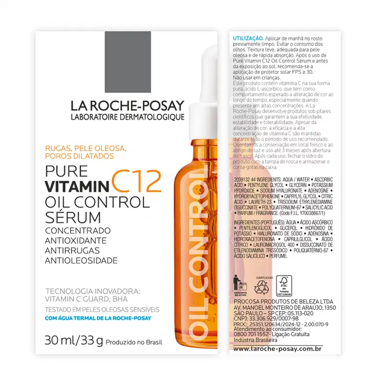 La Roche-Posay Pure Vitamin C12 Oil Control - Sérum Facial Redutor de Linhas 30ml