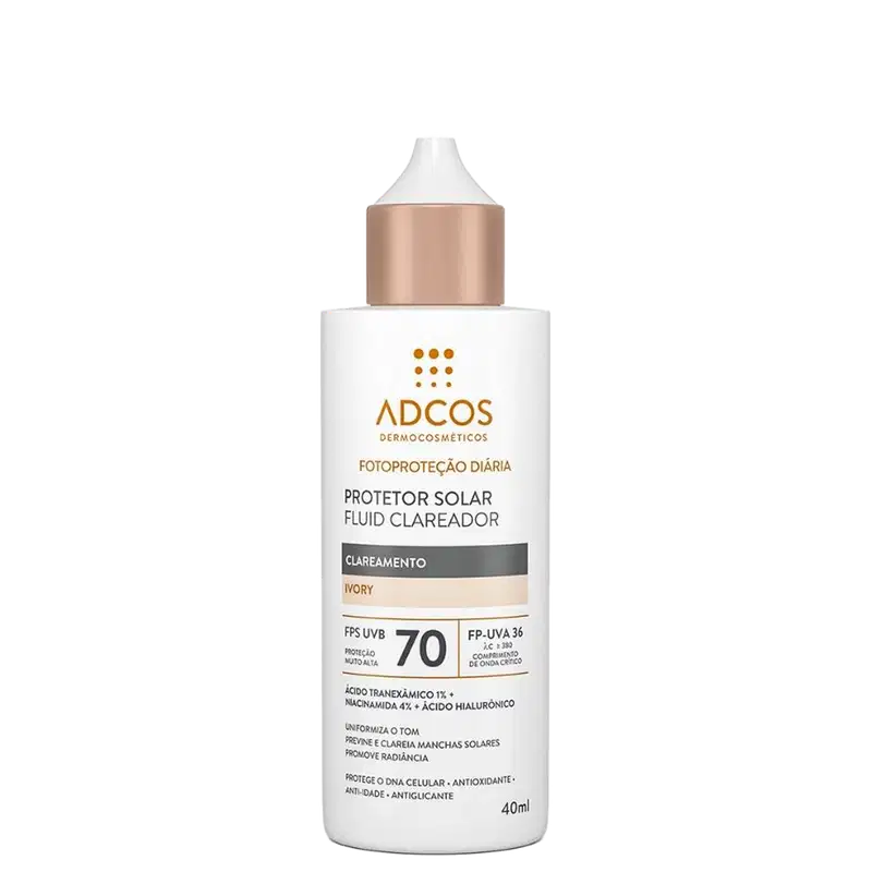 Protetor Solar com Cor Adcos Fotoproteção Diária Fluid Clareador FPS70