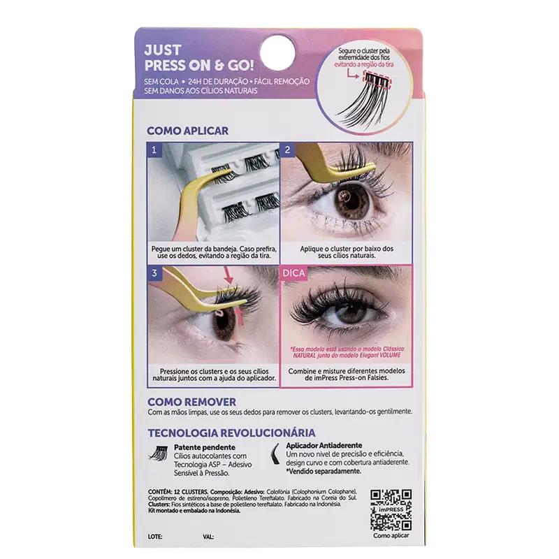 Cílios Postiços Kiss New York imPRESS Press-on Falsies Mini Natural 03 Refil (12 Unidades)