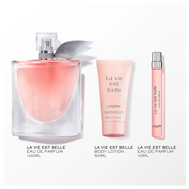 Conjunto La Vie Est Belle Lancôme Eau de Parfum 100ml + Eau de Parfum 10ml + Loção Hidratante Corporal 50ml (3 Produtos)