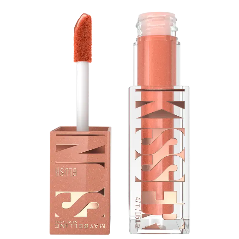 Blush Líquido Multifuncional Sunkisser, da marca Maybelline. Possui cor alaranjada.