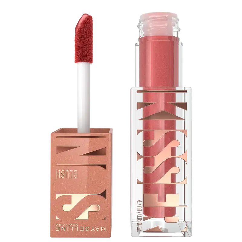 Blush Líquido Multifuncional Sunkisser, da marca Maybelline. Possui cor avermelhada.