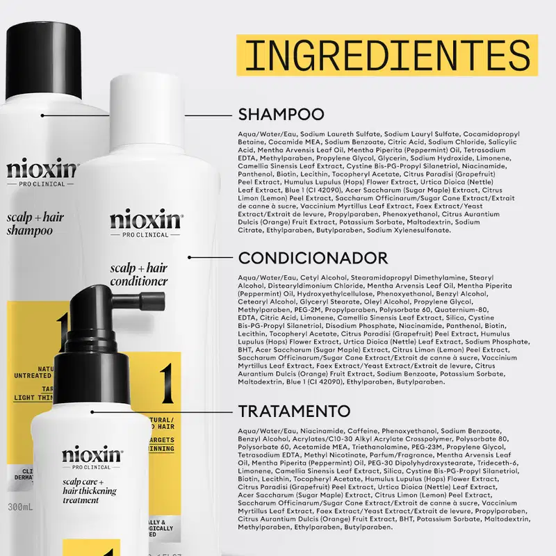 Kit Nioxin Volume Thinning Sistema 1 Trio Care (3 Produtos)