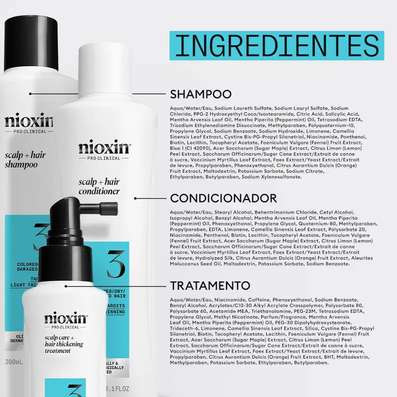Kit Nioxin Volume Thinning Sistema 3 Trio Care (3 Produtos)