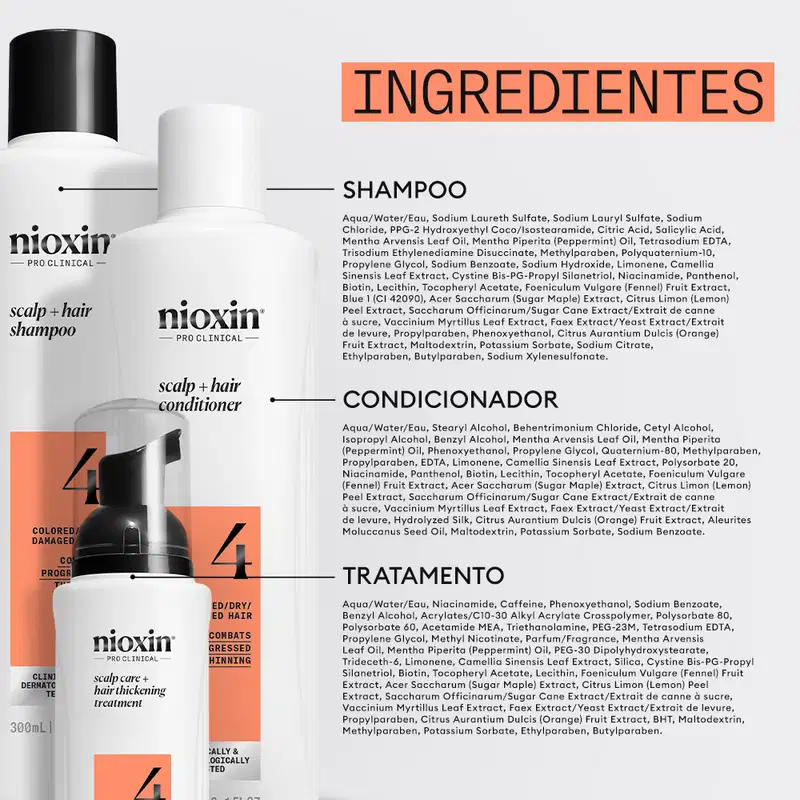 Kit Nioxin Volume Thinning Sistema 4 Trio Care (3 Produtos)