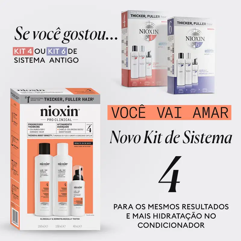 Kit Nioxin Volume Thinning Sistema 4 Trio Care (3 Produtos)