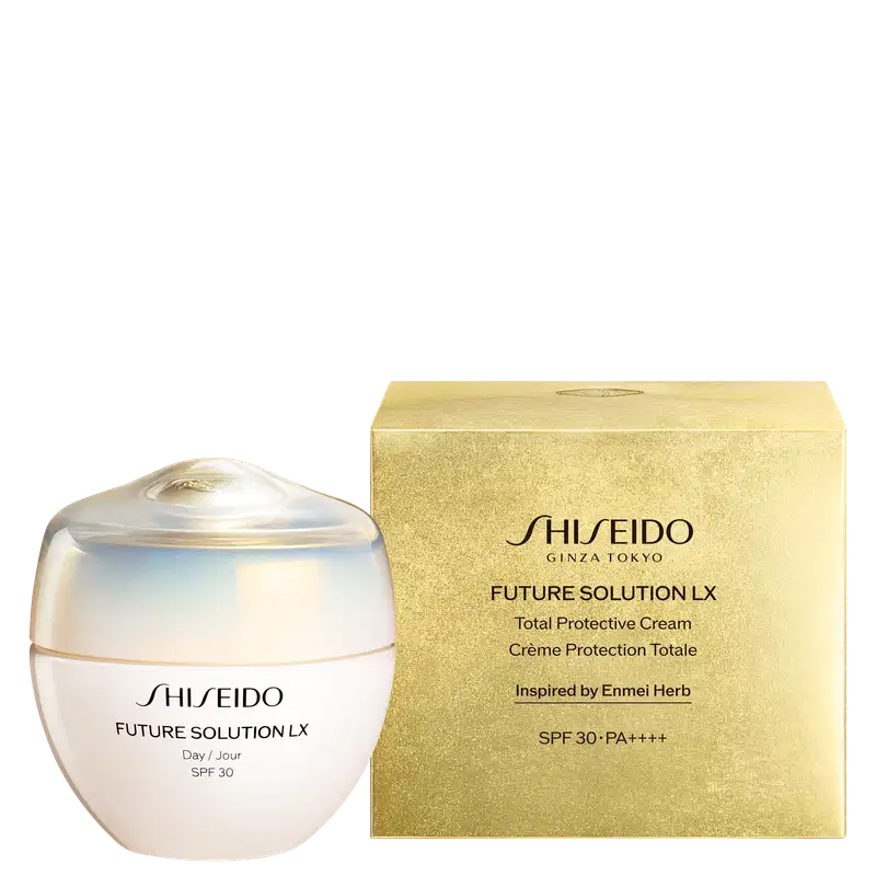 Creme Shiseido Future Solution LX Total Protective Cream FPS 30  com a caixa ao lado
