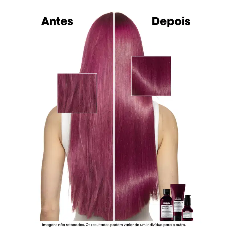 antes e depois do uso dos produtos da linha Vitamino Color Spectrum