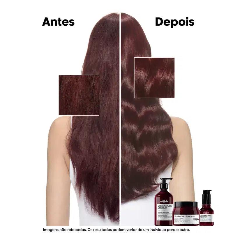 antes e depois do uso dos produtos da linha Vitamino Color Spectrum