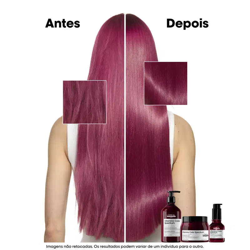 antes e depois do uso dos produtos da linha Vitamino Color Spectrum
