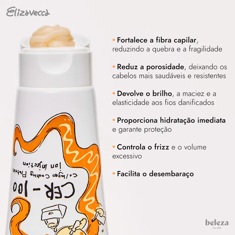 Elizavecca CER-100 Proteína Ionizada e Colágeno - Máscara Capilar Sem Enxágue 50ml
