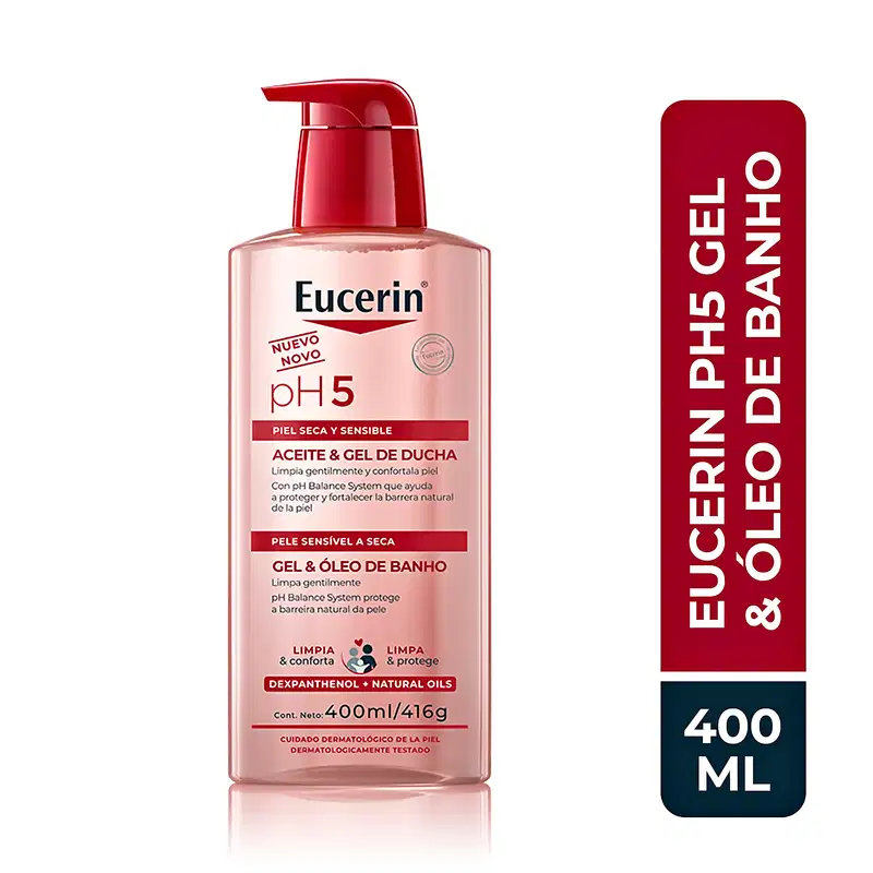 Gel e Óleo de Banho Eucerin Pele Seca e Sensível pH5, 400ml.