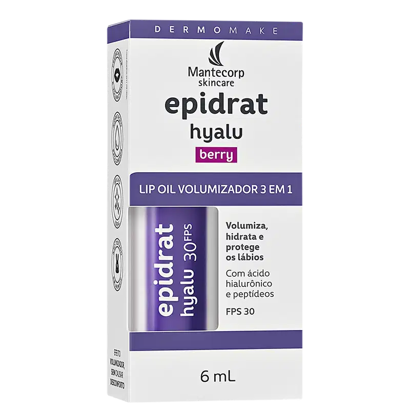 Mantecorp Epidrat Hyalu Lip Oil Berry FPS30 - Hidratante Labial Volumizador 6ml