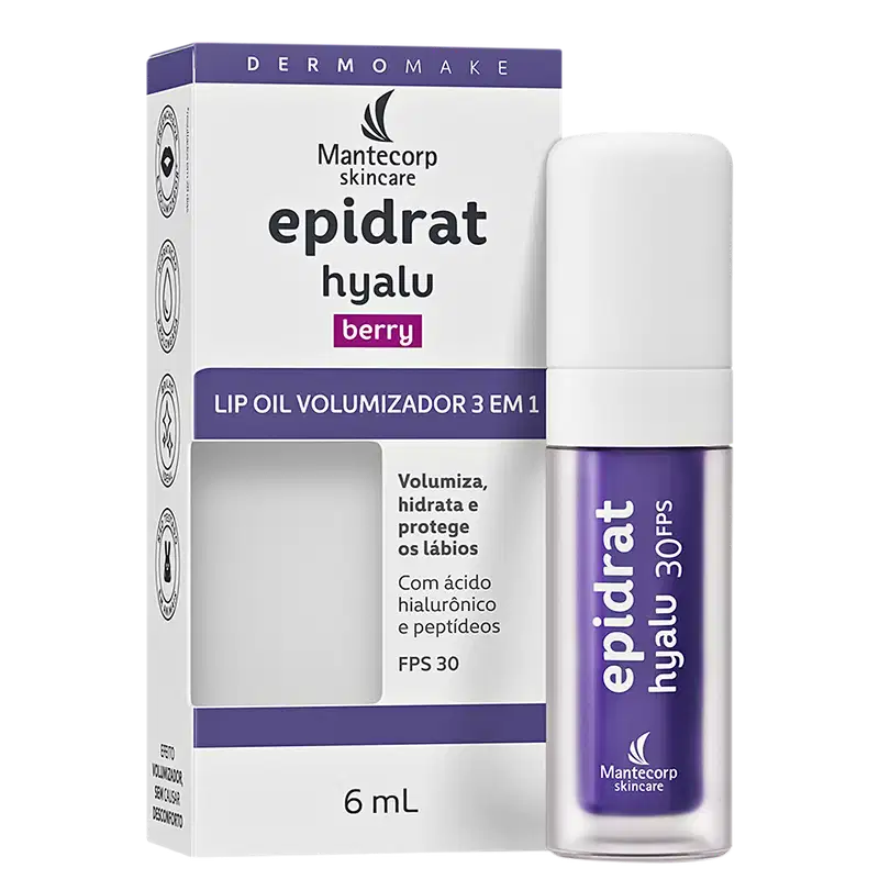 Mantecorp Epidrat Hyalu Lip Oil Berry FPS30 - Hidratante Labial Volumizador 6ml