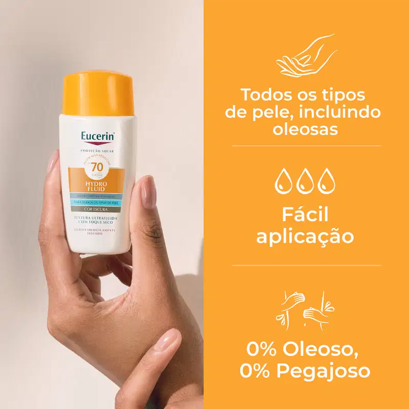Eucerin Sun Hydro Fluid Cor Escura FPS 70 - Protetor Solar Facial 50ml