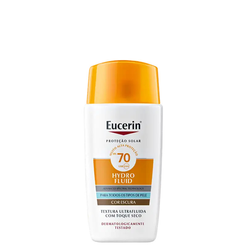 Protetor Solar Facial Eucerin Hydro Fluid FPS70 Cor Escura, 50ml.
