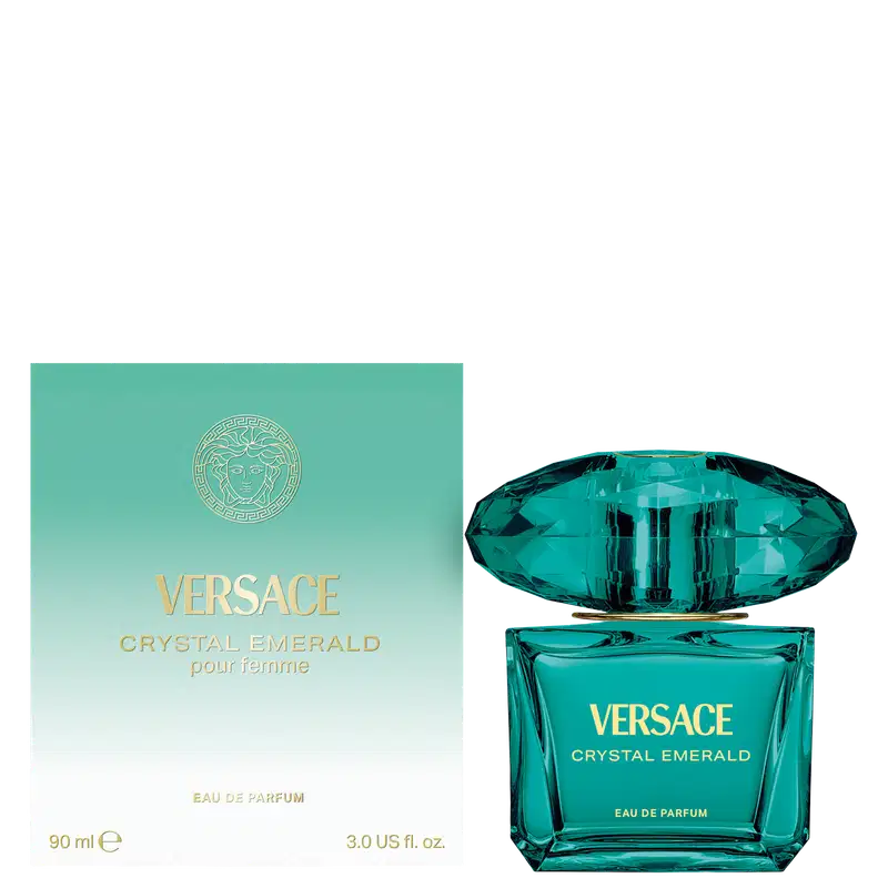 Frasco e caixa de item do perfume Crystal Emerald Versace Eau de Parfum