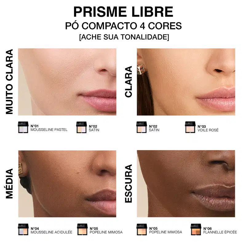 PRISME LIBRE - PÓ COMPACTO 4 CORES [ACHE SUA TONALIDADE]
