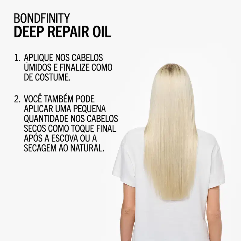 1. APLIQUE NOS CABELOS ÚMIDOS E FINALIZE COMO DE COSTUME.
2. VOCÊ TAMBÉM PODE APLICAR UMA PEQUENA QUANTIDADE NOS CABELOS SECOS COMO TOQUE FINAL APÓS A ESCOVA OU A SECAGEM AO NATURAL.