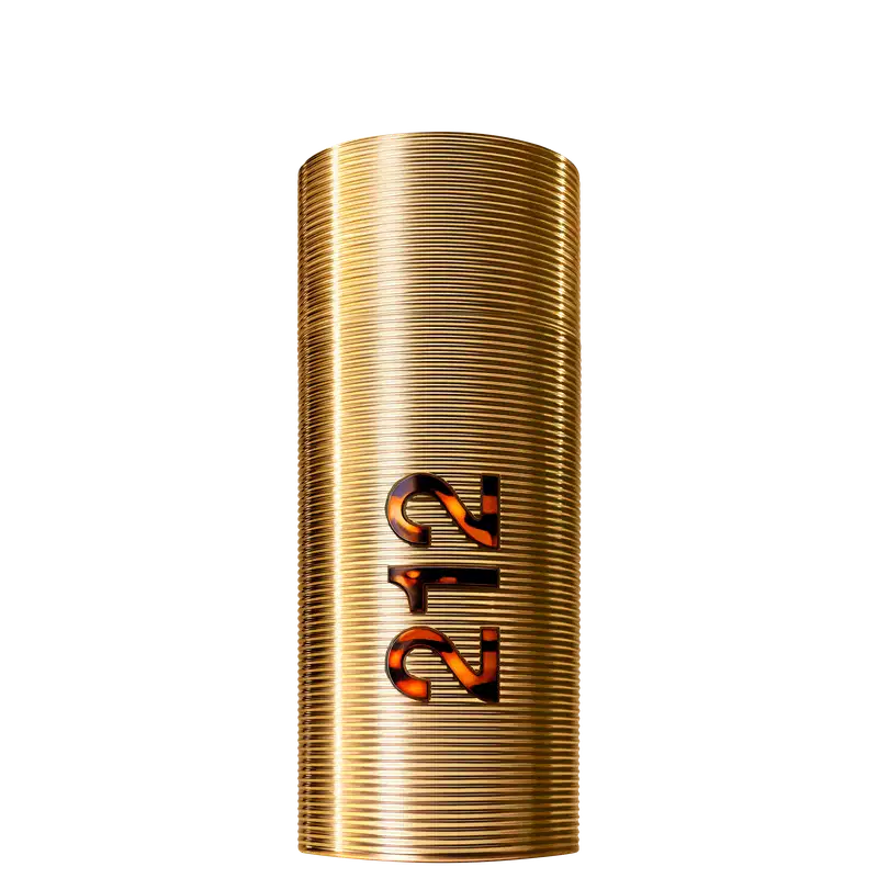 Perfume 212 Men NYC Parfum Carolina Herrera com frasco cilíndrico dourado com rótulo em relevo exibindo a marca "212".