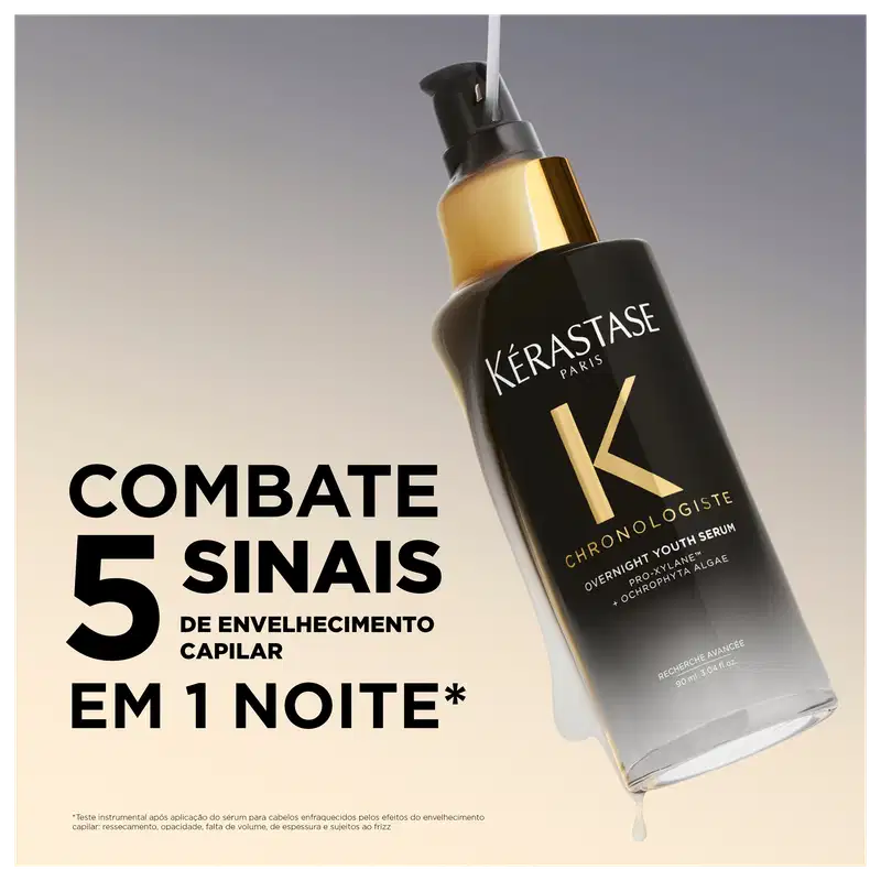 Combate 5 sinais de envelhecimento capilar em 1 noite* - Kérastase Chronologiste Overnight Youth Serum.